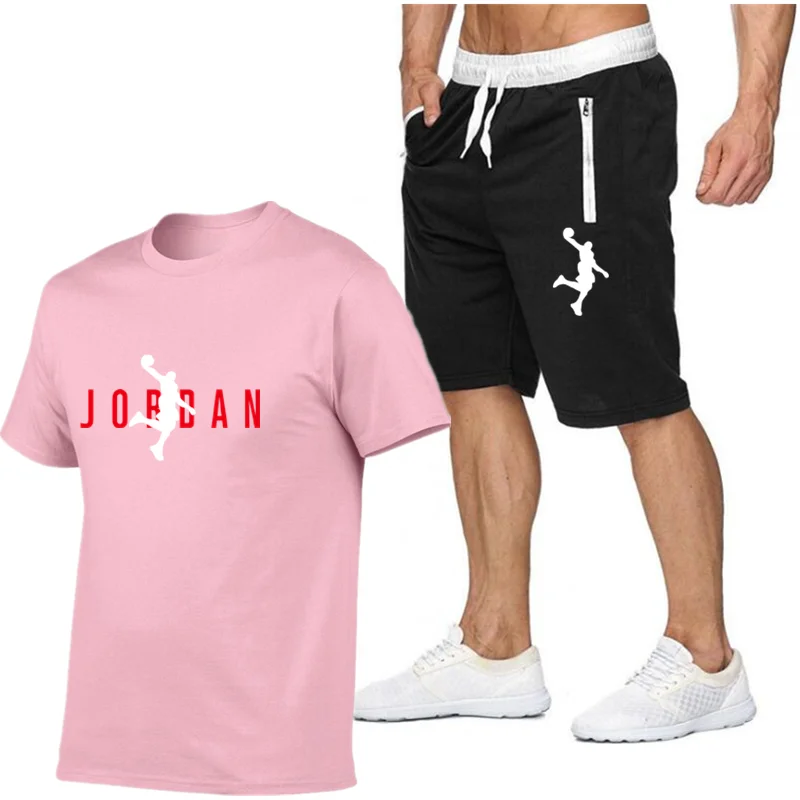

2021 summer new men's cotton t-shirt jordan-23 summer casual pants high quality cotton t-shirt sports running set