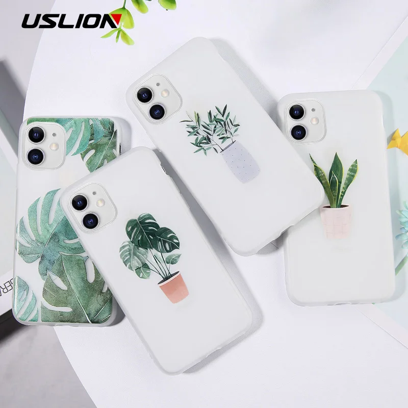 Чехол для телефона USLION с зелеными растениями в горшке iPhone 11 Pro Max X XS XR чехол 6 7 6S 8 Plus