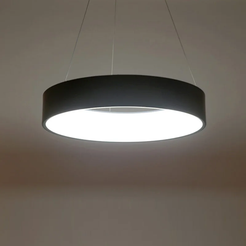 

Modern Round White Black Grey Aluminum And Metal Acrylic LED Pendant Lamp Bedroom Dinning Room Kitchen Lighting Fixture