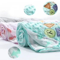 2021 new baby blankets newborn super soft cotton baby blanket muslin gauze embroidery baby swaddle wrap fleece children blanket