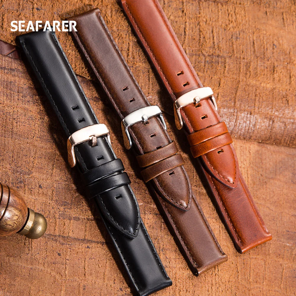 Ремешок для часов SEAFARER из натуральной кожи 24 22 20 19 18 17 16 14 мм мужской ремешок DW