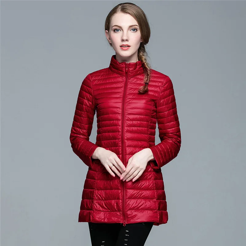Размера плюс 4XL 8 цветов Для женщин Повседневное Сверхлегкий пуховик с 90% пух 10%