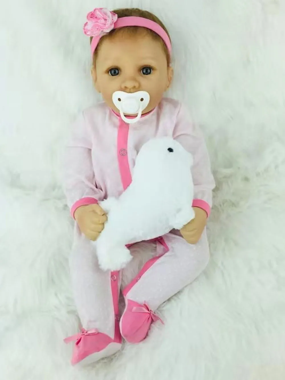 sea lion(white) Avani кукла 'Eva' 50 см возрождается новорожденного ребенка куклы ручной работы реалистичные куклы младенца мягкий силиконовый винил для маленьких девочек куклы - Цвет: sea lion(white)