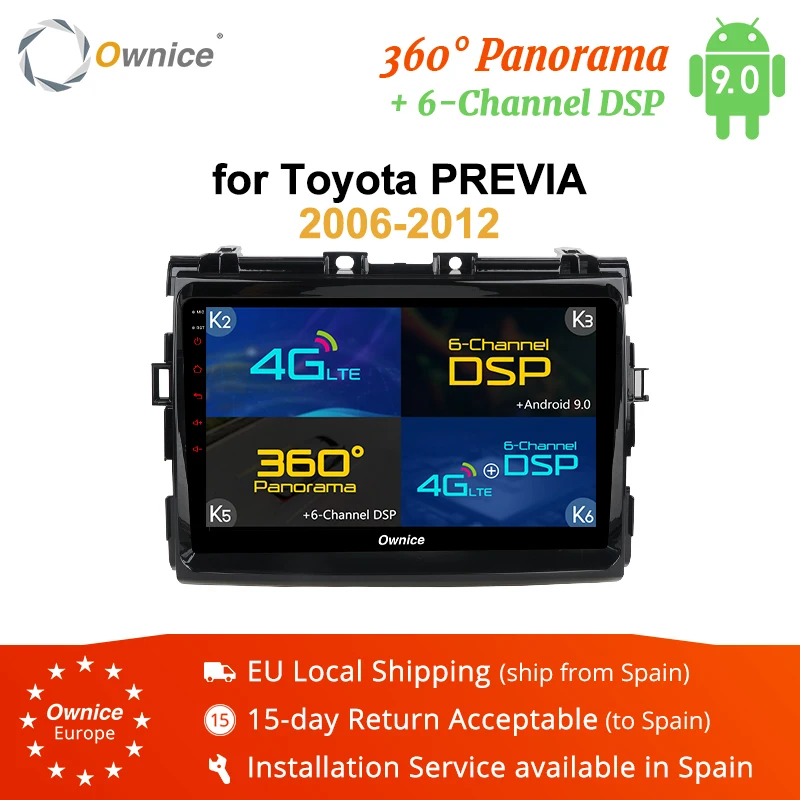 Ownice K3 K5 K6 2 DIN 2G RAM Octa Core Android 9 0 автомобильный DVD GPS радио плеер для Toyota PREVIA 2006-2012 4G LTE DSP
