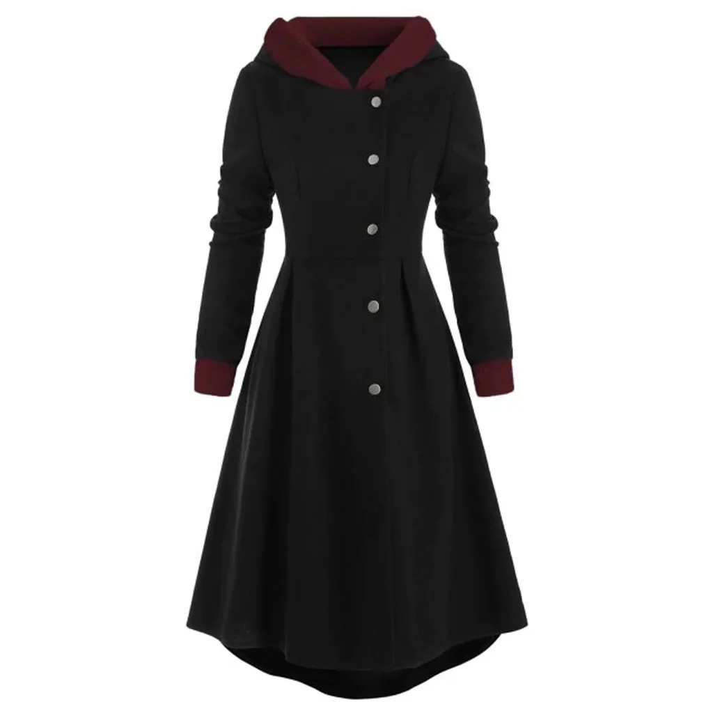 Женское винтажное пальто плащ большие размеры кнопки отделка длинное с