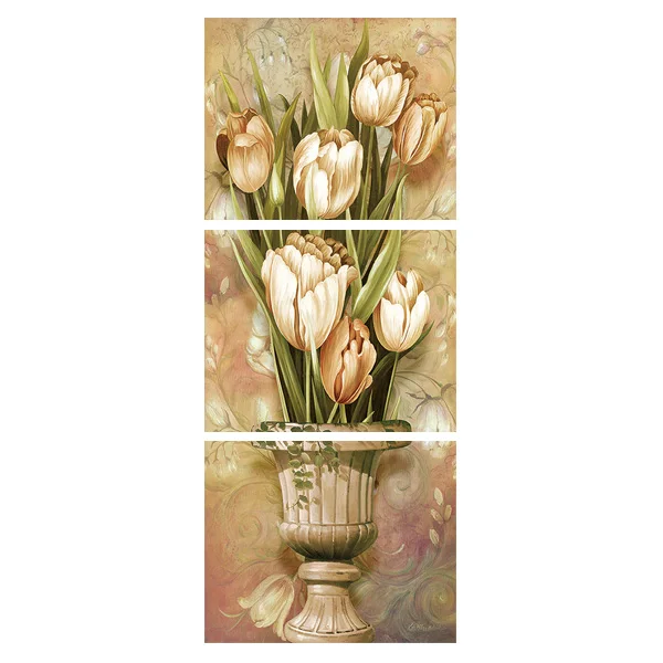 Темно-серый 3 шт тюльпан цветок картины на стену рамки для гостиной 3 шт декоративные картины Куадрос домашнее искусство без рамы - Цвет: Темно-серый
