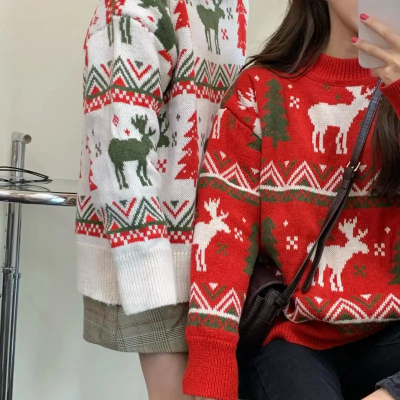 

Harajuku Autumn Women Sweater Christmas Loose Knitted Clothes Long Sleeve Oversized Pullover Jumpers dropshipping Vintage