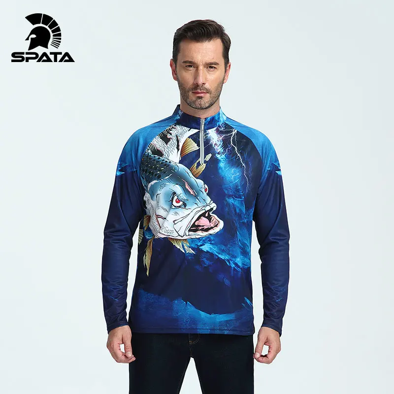 SPATA Новая Профессиональная сублимированная рыболовная рубашка с защитой от