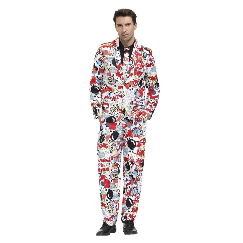 Мужской повседневный костюм яркий Радужный наряд одежда с рисунком каракули