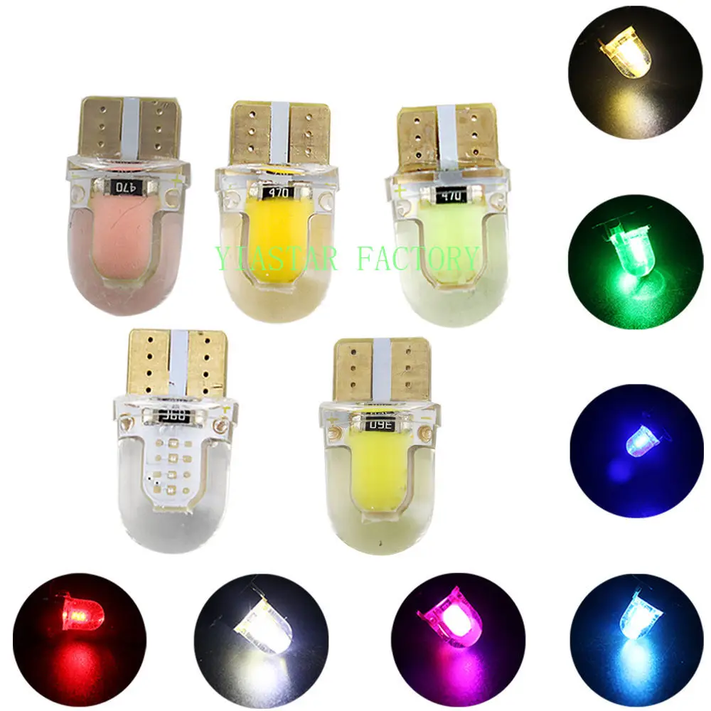

Yiastar 100X Auto T10 Led Cold White 194 W5W LED 168 COB Silica Car Super Bright Turn Side License Plate Light Lamp Bulb DC 12V