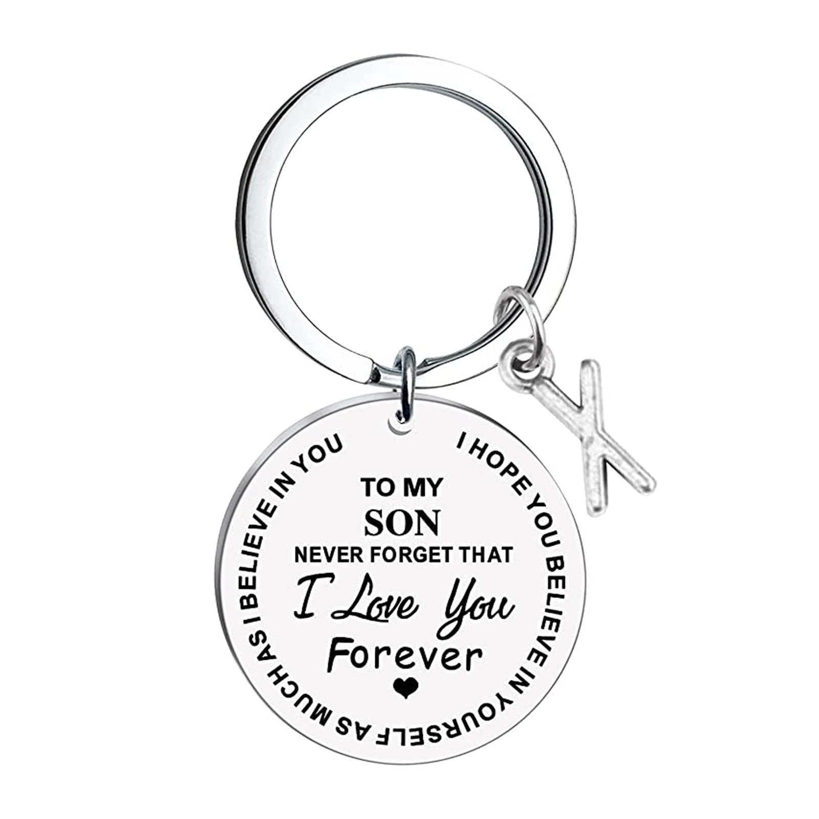 

Creative Keychain Message To My Son Stainless Steel Initial Last Name 26 Letter Family Inspirational Key Chain Gifts брелок