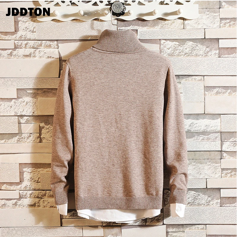 Мужской свитер JDDTON с высоким воротником Мужская Уличная одежда Однотонный