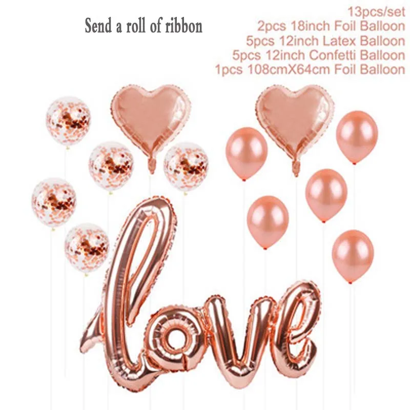 День Святого Валентина розовое золото любовь письмо шар кисточкой комбинации