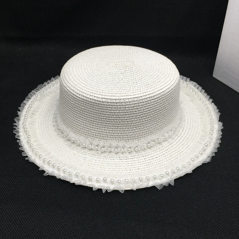 Шляпа Соломенная женская кружевная модная пляжная Панама от солнца для отдыха и
