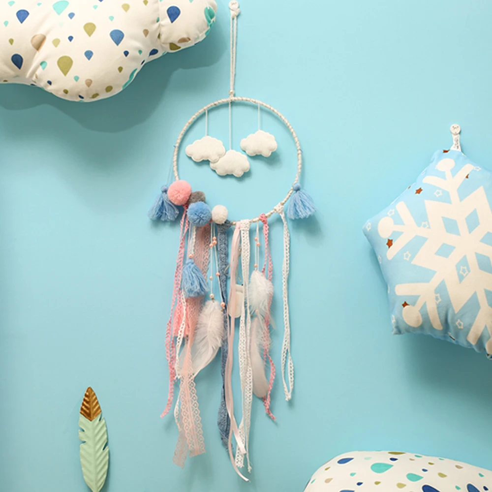 Красочные Большие Перья DIY ручной работы Ловец снов украшения спальни Dreamcatchers колокольчики настенные подвесные украшения