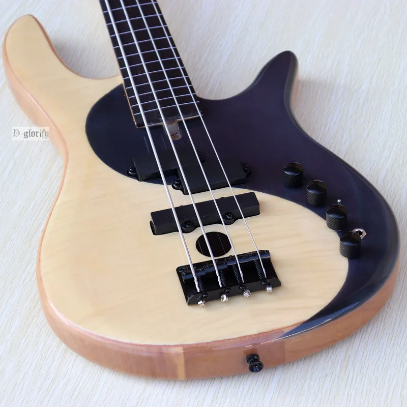 Хорошее Качество Пламя клен микс с корпус из палисандра Foderaa активная 4 струнная безрезная бас гитара из красного дерева