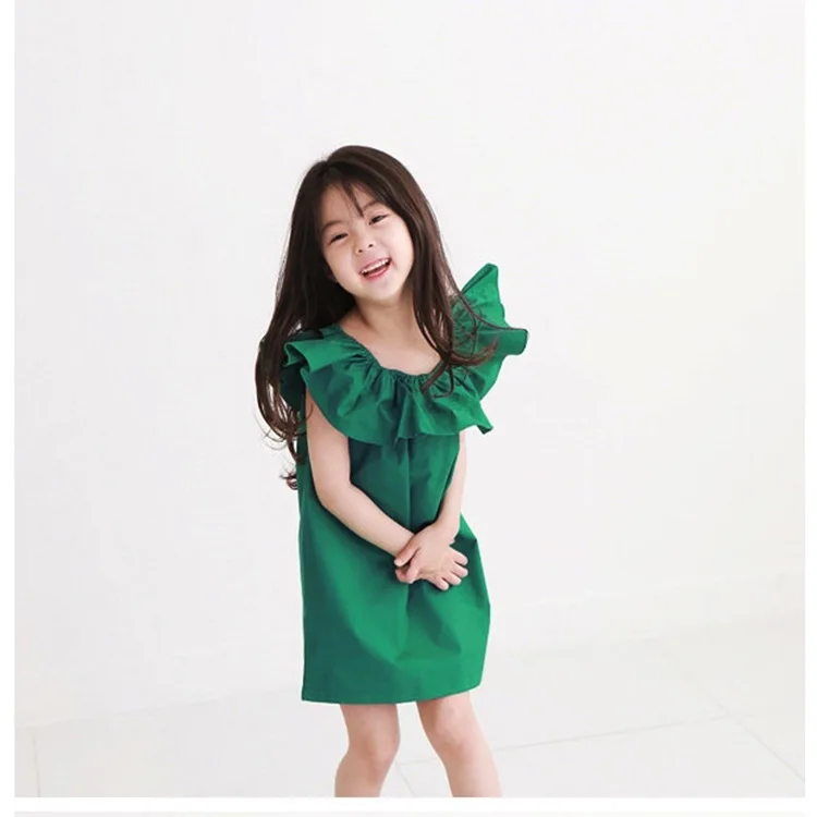 

Girls' Lotus Leaf Collar Dress Summer Style Children's Sweet Skirt Children's Skirt Children's Wear