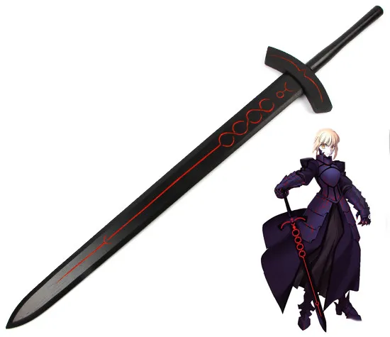 Fate Stay Night Saber Arthur Pendragon черный белый Excalibur меч стальной косплей реквизит деревянное