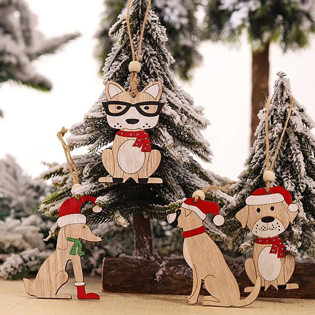 

4Pcs/Lot Christmas Pendant Wooden Painted Colorful Car Xmas Tree Drop Ornaments