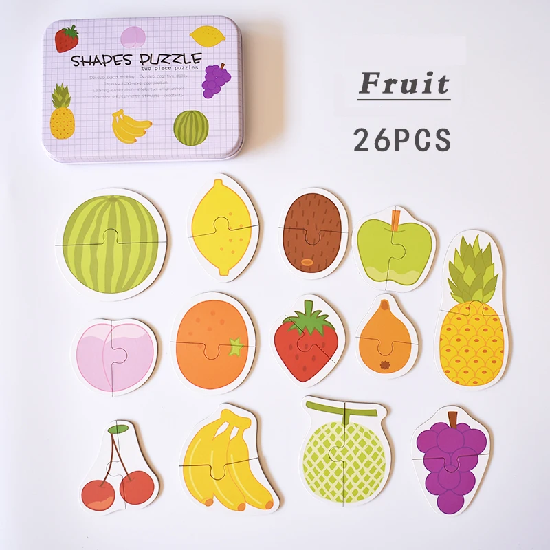 fruit Новое поступление, детские игрушки, обучающая головоломка для раннего старта, когнитивные карточки, автомобильный/Фруктовый/Животный/спасательный набор, парная головоломка, подарок для ребенка - Цвет: fruit