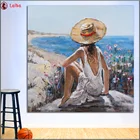Алмазная живопись сделай сам, большая пляжная девушка, вид сзади, Цветочная вышивка крестиком, мозаика, полная квадратнаякруглая Алмазная вышивка Стразы