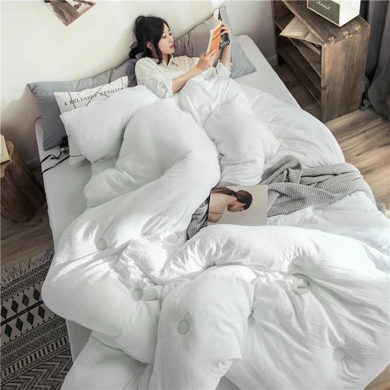 

Super Soft Autumn Winter Quilt Core Solid Color Home Decor Warm Skin-friendly Duvet Core Queen King Size Comforter