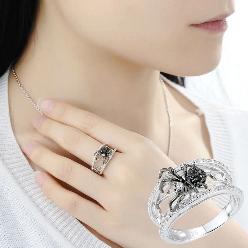 Женское кольцо Delicate 3D Black Spider Zircon уникальные вечерние кольца модные ювелирные