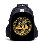 Детские школьные ранцы 16 дюймов, ортопедический рюкзак Кобра Кай для мальчиков и девочек, Мультяшные сумки