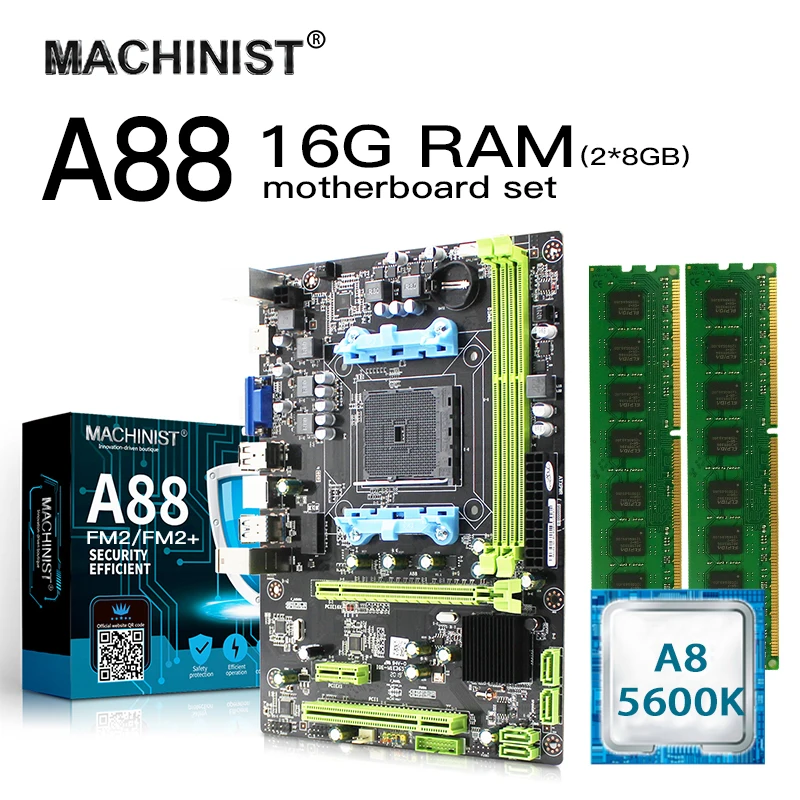 Комплект материнской платы A88 FM2 + процессор AMD A8 5600K 16G(2*8G) 1600 МГц DDR3 память для