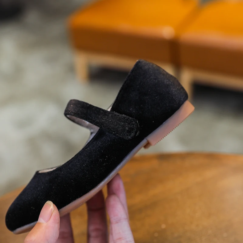 CMSOLO Girls Velvet Mary Jane Shoes Best Sell New Rubber Elegant Princess Dance Shoe Winter Warm Size 21-30 Quality | Детская одежда и