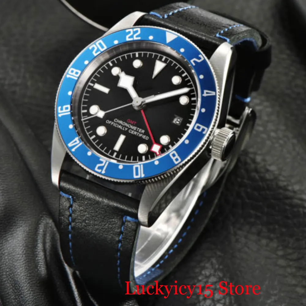 

Fashion Dress 41mm Mechanical Men Watch Sapphire Glass Date GMT Function Saphire Glass Rotating Bezel