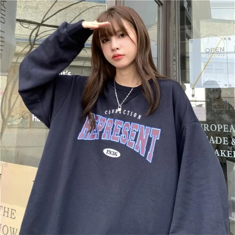 

Свитшот женский, свободный, с буквенным принтом, в Корейском стиле