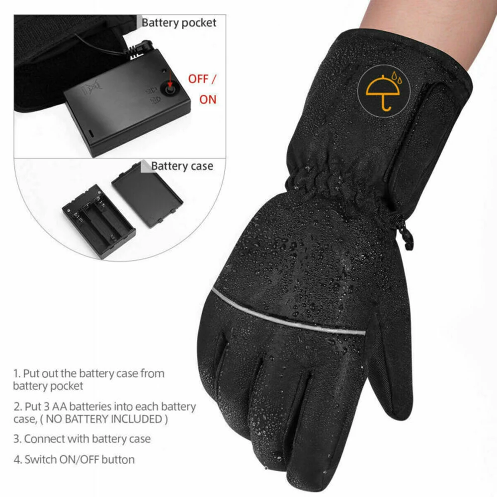 

Winter Gloves Warm Breathable Motorbike Heated Thermostatic Universal Black