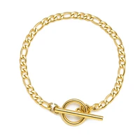 fanshidi toggle bracelet figaro chain for women stainless steel cuban curb chain bracelet pulseras mujer