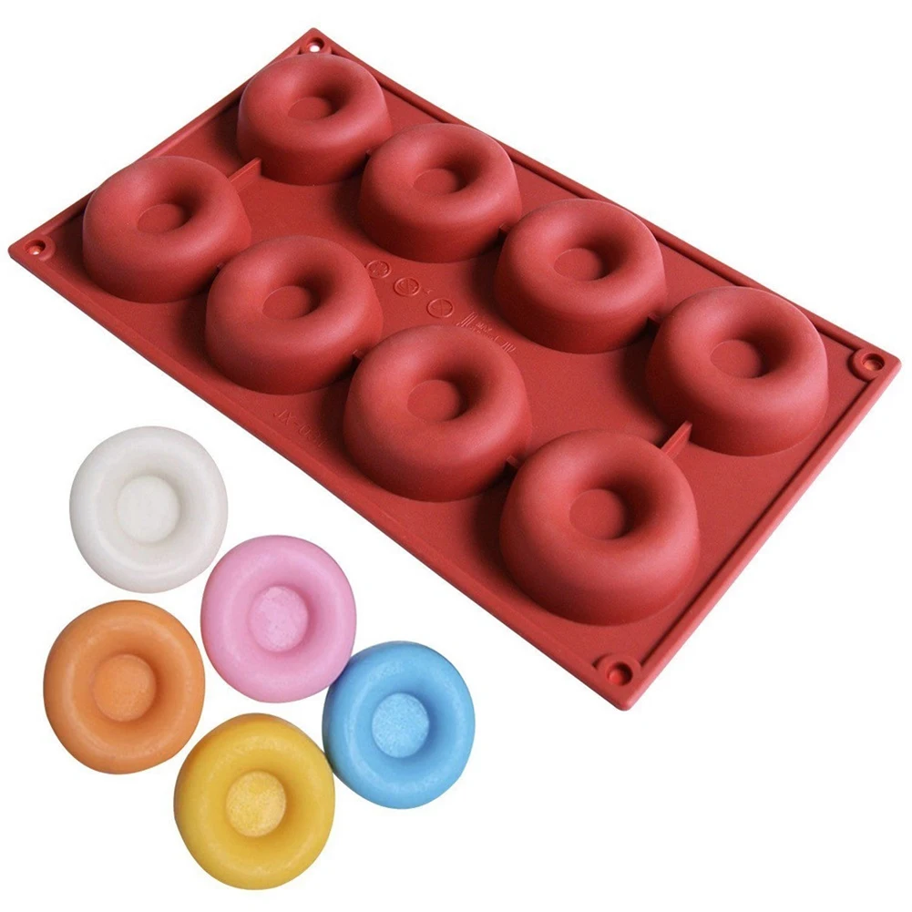 

8 Holes Silicone Donuts Cake Tray Baking Pan Easily Release Chocolate Handmade Soaps Household Bakeware Accessories