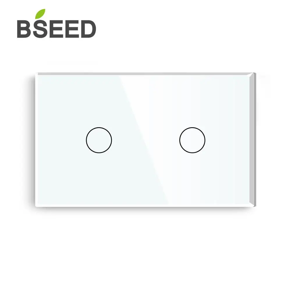 Bseed нам сенсорный выключатель 2 Gang 1/2 способ светильник настенный выключатель белого цвета с украшением в виде кристаллов класса Панель Белый черного и золотого цвета умный переключатель