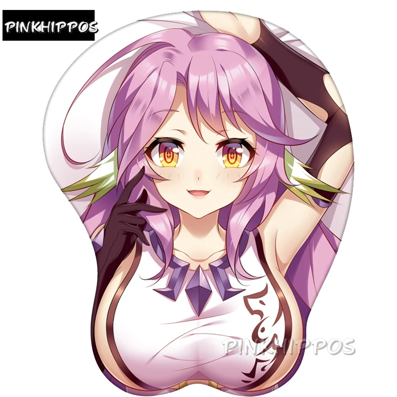 

PINKHIPPOS Anime 3d mousepad NO GAME NO LIFE Silicone Jibril Breat Mouse Pad Wrist Rest Kirito Mouse mat Mousepad