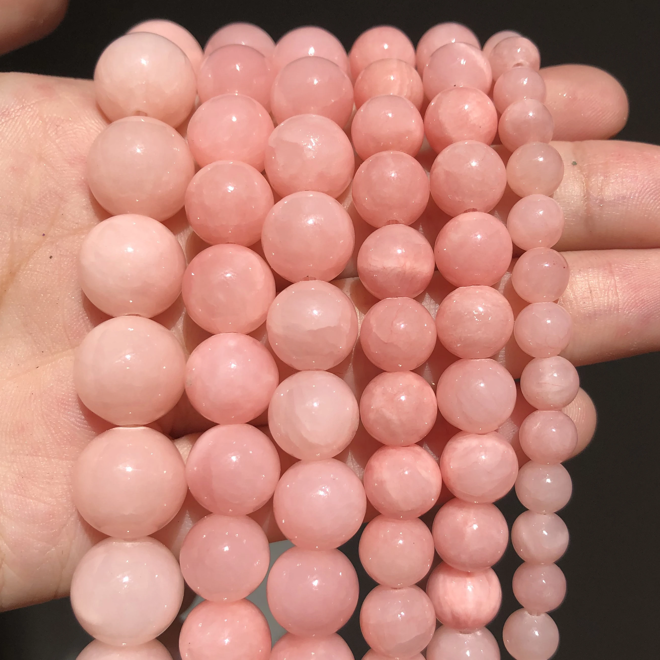 

Natural Light Pink Jades Chalcedony Stone Beads Round Loose Beads For Jewelry Making 15"Strand 6 8 10 12mm DIY Bracelet Necklace
