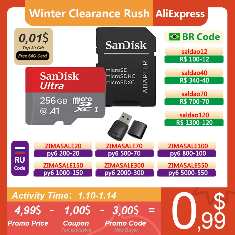 

Карта памяти Microsd SANDISK, 256 ГБ, 128 ГБ, 64 ГБ, 32 ГБ, флеш-карта SD/TF, 16 ГБ, 512 ГБ, 1 ТБ, 200 ГБ, 400 гб, Microsd для телефона
