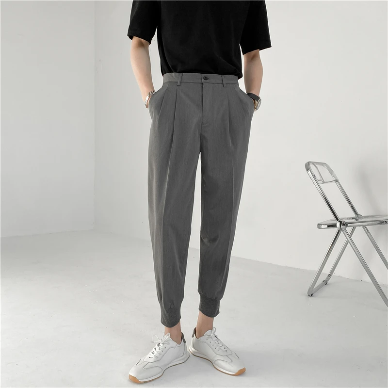 

Casual 2021 Loose Pants Men Solid Color Business Dress Pants Office Social Streetwear Pencil trousers pantalon homme classique