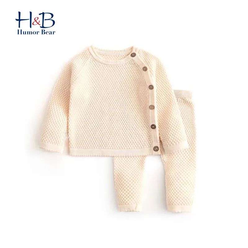 Humor Bear Baby Girl Clothes Set  Autumn Winter Long Sleeve Tops + Pants 2Pcs Outfits Newborn Warm Clothes Toddler for 3-24M