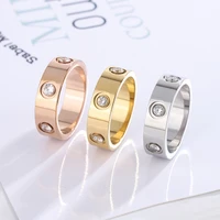 new trend fashion luxury shiny rotating crystal ring stainless steel ring ladies engagement gift ring couple ring diamond