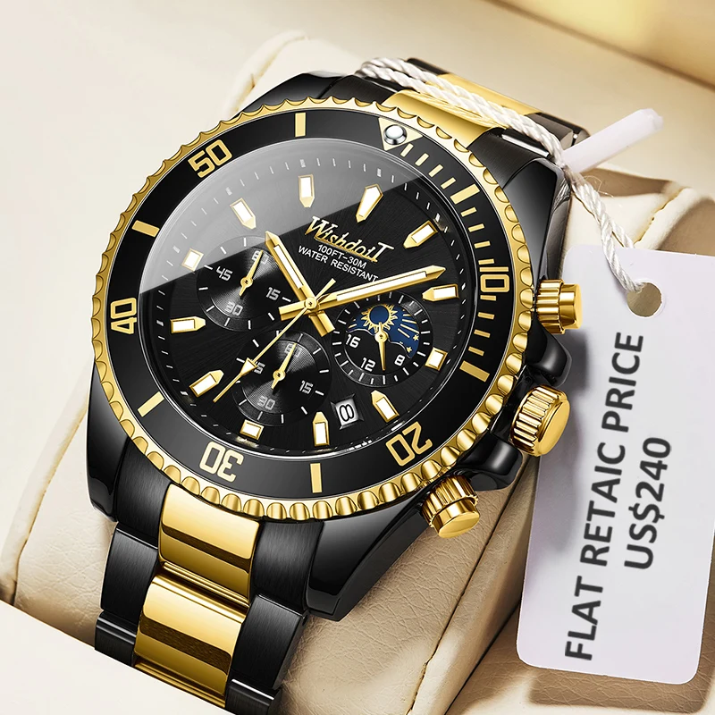 

WISHDOIT 2021 New Men's Casual Sports Watch, Top Luxury Brand Men's Watch, Waterproof Luminous Stainless Steel Men's Wrist Watch