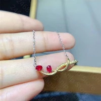 the new natural ruby pendant 925 silver womens pendant simple and generous highlighting the charm of women