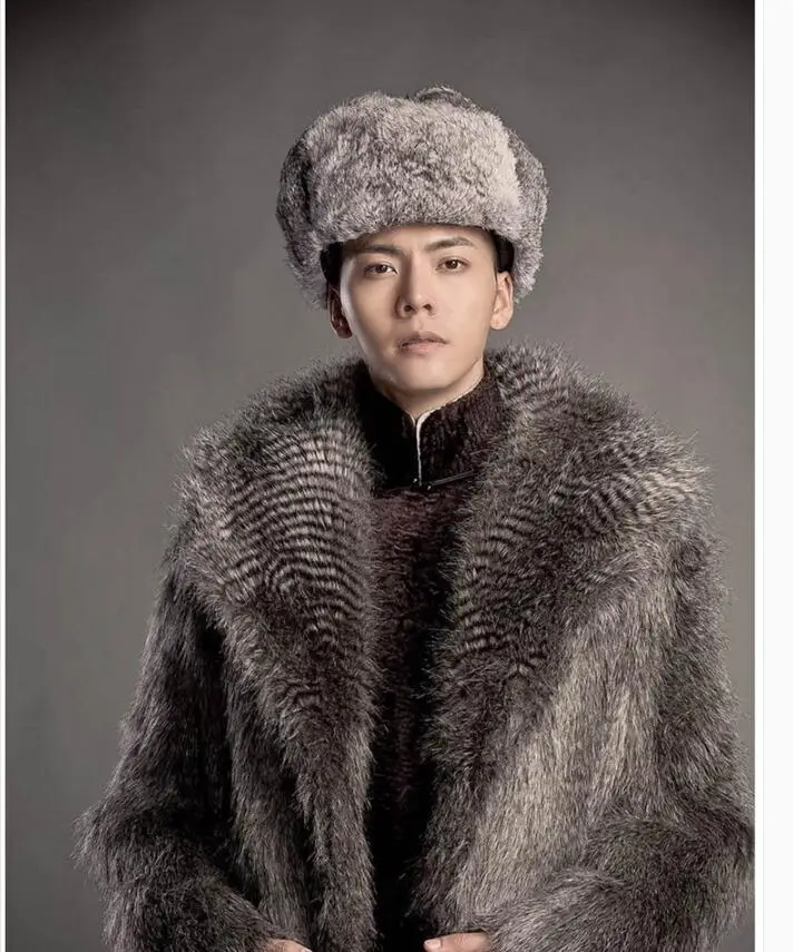 

2021 Autumn S-5xl And Winter New Men's Faux Coat Windbreaker Long Casual Punk Parka Jacket Fur Turn-down Collar Overcoa