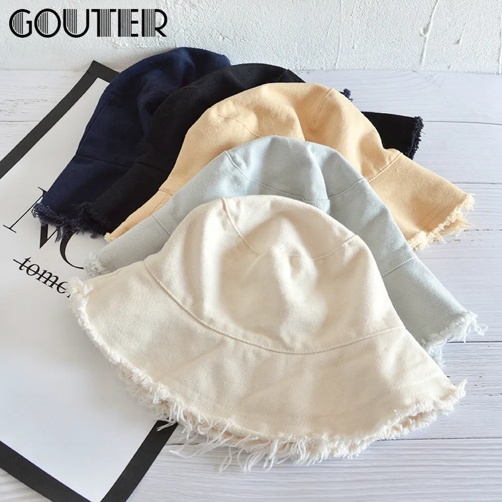 Панама GOUTER Женская однотонная с широкими полями для отдыха на открытом воздухе в