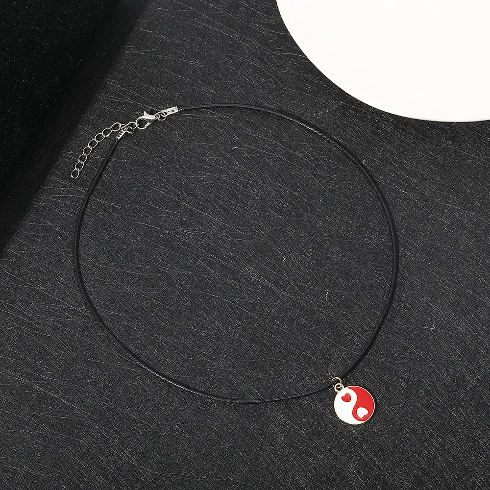 Красное черное модное ожерелье с любовью круглая китайская Сплетница Инь-Янь