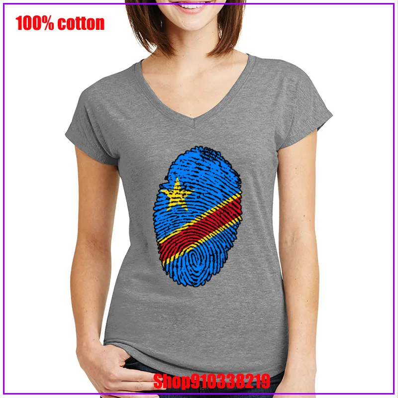 Новинка 2020 женская футболка с изображением флага Конго отпечаток пальца принтом