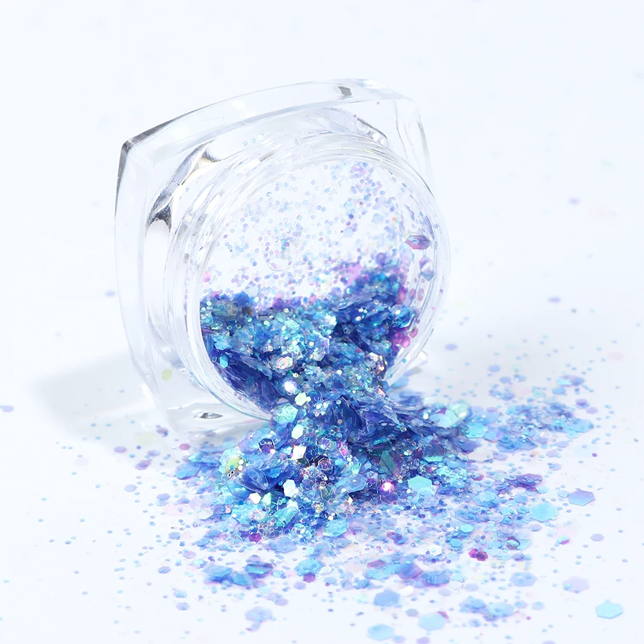 8 шт. блестящая Мерцающая Снежинка для ногтей голографическая 3D блестки углы для дизайна ногтей пыль украшения аксессуары для маникюра CH1506-03/04