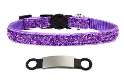 Purple Sliver Нейлоновый ошейник кошки домашний питомец с индивидуальной надписью ошейники с именная бирка с колокольчиком Регулируемая пряжка собачий ошейник для щенка принадлежности маленький чихуахуа - Цвет: Purple Sliver
